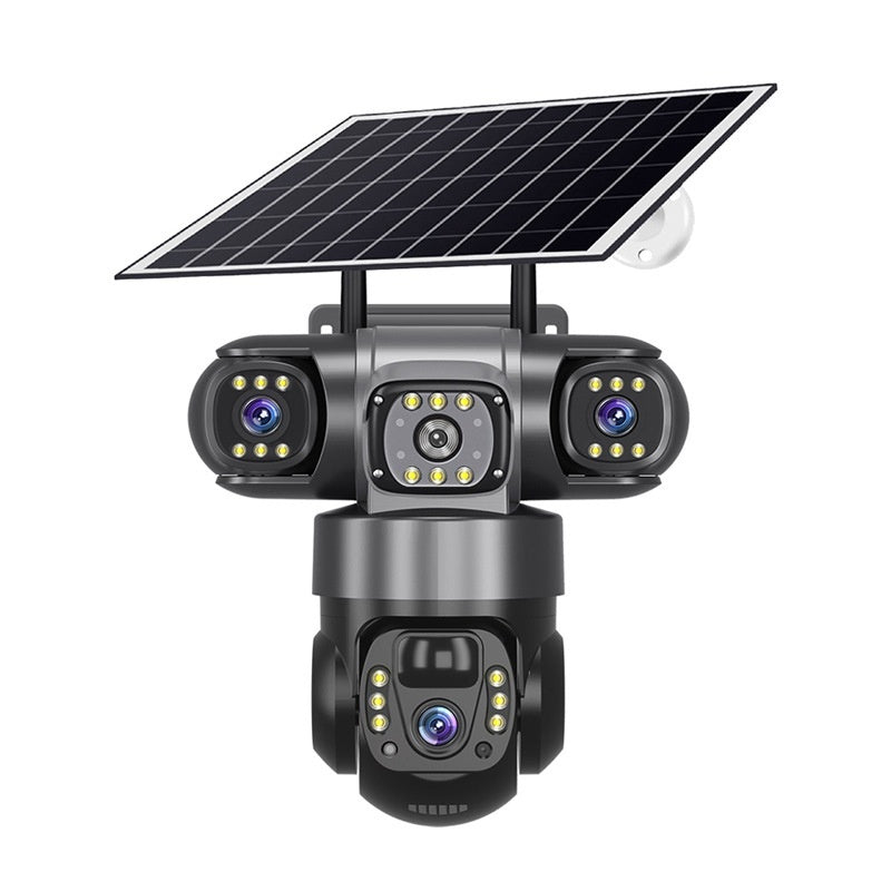 SolarGuard Ultra 3K: Triple-Lens Solar Powered Security Camera | 360° Panoramic View, 4G/WiFi Wireless Monitoring, AI Human Detection & Full-Color Night Vision