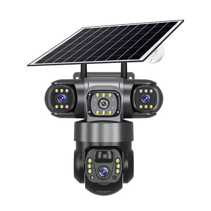 SolarGuard Ultra 3K: Triple-Lens Solar Powered Security Camera | 360° Panoramic View, 4G/WiFi Wireless Monitoring, AI Human Detection & Full-Color Night Vision